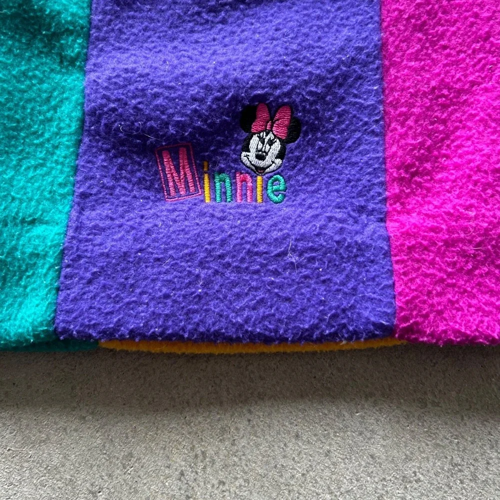 Vintage 90s Disney Minnie Mouse‎ Beanie Hat Cap YOUTH Purple Pink Green Fleece